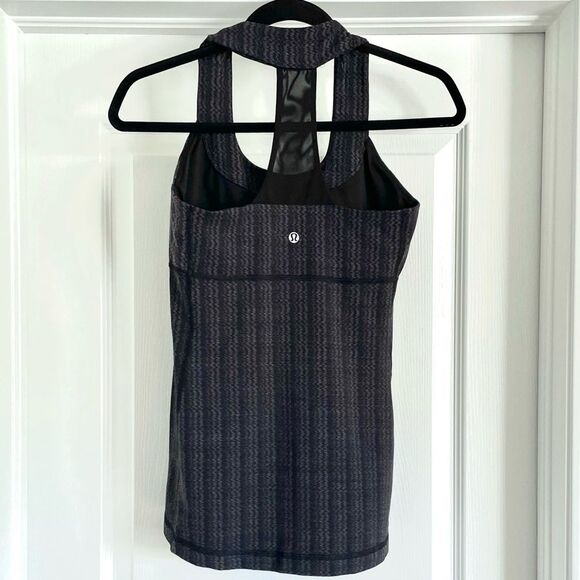 Lululemon Scoop Neck Tank Luon Light Ziggy Wee September Black / Black Size 6 - Picture 3 of 8